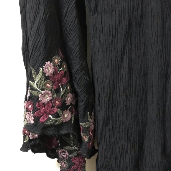 Beautifully Embroidered Black Bell Sleeved Dress! - Picture 8 of 10
